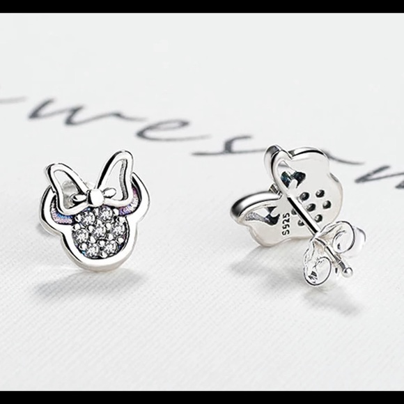 925 SILVER AND ZIRCONIA MINNIE MOUSE EARRINGS - Picture 5 of 8